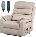 Power Lift Recliner Chair for Adults Elderly Lay Flat Velvet Recliners with Massage Heating, Extended Footrest, Wireless Charging Device, USB Ports, Cup Holder, Lumbar Pillow