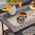 6 Piece Patio Furniture Set with Swivel Chairs, High Back Wicker Rattan Sofa with Extra Thick Cushion, Coffee Table and Ottoman, Outdoor Conversation Set for Backyard Deck, Grey