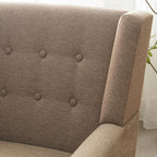 HUIMO Living Room Accent Chair Set of 2, Upholstered Button Tufted Armchair with Wooden Legs, Linen Fabric Sofa Chairs for Bedroom, Living Room, Mid-Century Modern Comfy Reading Chair (2 PCS, Brown)