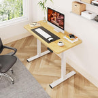 One-Piece Standing Desk 47 x 24 Inches, Small Adjustable Height Desk， Electric Sit Stand Desks Home Office Computer Workstation, Maple
