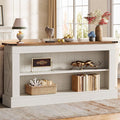 Tribesigns 63-Inch Long Console Table for Entryway, Narrow Long Entry Table with Shelves for Living Room, Farmhouse Sofa Console Behind Couch, for Foyer, Hallway, White and Brown