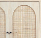 Sideboard Buffet Cabinet, High Kitchen Storage Cabinet with Rattan Doors and Adjustable Shelves, Accent Home Furniture for Living Room, Bedroom (Natural)