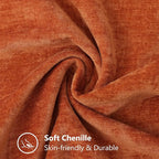 decorUhome Fall Chenille Soft Throw Pillow Covers 18x18 Set of 2, Farmhouse Velvet Neutral Decorative Euro Pillow Covers with Stitched Edge for Couch Sofa Bed Home Decor, Rust