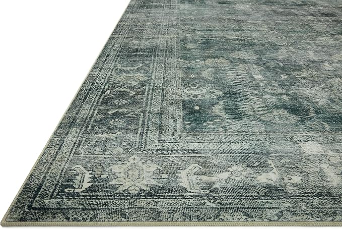 Loloi Magnolia Home by Joanna Gaines Banks Collection BAN-03 Blue/Lagoon 2'-0" x 5'-0" .13" Pile Height, Machine Washable, Accent Rug