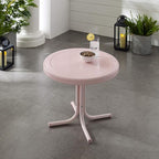 Crosley Furniture Griffith Weather Resistant Retro Metal Outdoor Side Table for Patio, Deck, Porch, Pink