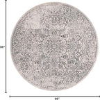 SAFAVIEH Evoke Collection Area Rug - 8' Round, Ivory & Grey, Distressed Design, Non-Shedding & Easy to Clean, Ideal for Living Room, Bedroom, Dining Space (EVK256F)