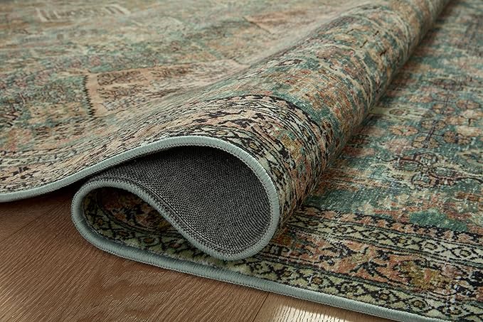 Loloi Magnolia Home by Joanna Gaines Sinclair Collection SIN-03 Turquoise/Multi 2'-3" x 7'-6", .25" Pile Height, Machine Washable, Runner Rug