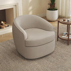 Leyu&Hafort Modern Beige Swivel Accent Chair with Removable Foam Seat Cushion, Linen Upholstered Comfty Sofa for Living Room and Bedroom Reading, FSC Certified Solid Wood Base. (Oatmeal)