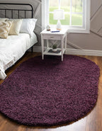 Unique Loom Solid Shag Collection Area Rug (3' 3" x 5' 3" Oval, Eggplant Purple)
