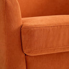Swivel Barrel Accent Chair, Round Chenille Fabric Living Room Arm Chairs, Modern Upholstered Comfty Reading Nook Chairs for Bedroom, Small Club Armchair, Single Sofa Side Chair, Orange