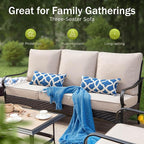 Patio Furniture Set with 56" Fire Pit Table, Premium Outdoor Wicker Metal Frame Furniture with Upgraded Waterproof Thick Cushions for Porch, Poolside, Deck, and Yard（4 Pieces,Beige