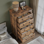 Tall 5-Drawer Dresser, Modern Wooden Storage Chest of Drawers, Dresser TV Stand, Wood Drawer Organizer with Metal Handles for Bedroom, Living Room, Hallway