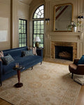 Loloi Chris Loves Julia Dorothea Collection DRT-03 Dove/Natural 5'-0" x 7'-6" Area Rug Wool Neutral Floral Living Room Bedroom Carpet