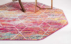 Unique Loom Trellis Frieze Collection Area Rug - Geometric (5' Octagon, Multi/ Ivory)