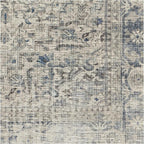 RUGGABLE Washable Vintage Area Rug – Kamran Blue Quartz 3x5, Stain-Resistant, Non-Slip – Small Machine Washable Rugs for Living Room, Bedroom, Hallway, Entryway & Office–with Cushioned Pad