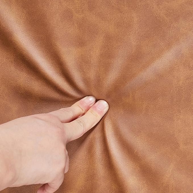 Yaheetech Leather Accent Chair, Faux Leather Armchair, Modern Barrel Club Chair with Soft Seat for Living Room Bedroom Reading Waiting Room, Brown