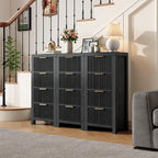 Modern Solid Wood Chest of Drawers, Multifunctional Large-Capacity Storage Drawer Cabinet, Dresser Organizer with Metal Handle, for Hallway, Entryway, Black X3