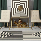 RUGGABLE x Jonathan Adler Machine Washable Modern Area Rug – Op Art Charcoal 3x5, Stain-Resistant, Non-Slip – Small Rugs for Living Room, Bedroom, Hallway, Entryway & Office–with Standard Pad
