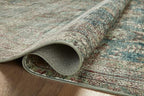 Loloi Magnolia Home by Joanna Gaines Banks Collection BAN-01 Ocean/Spice 3'-6" x 5'-6" .13" Pile Height, Machine Washable, Accent Rug