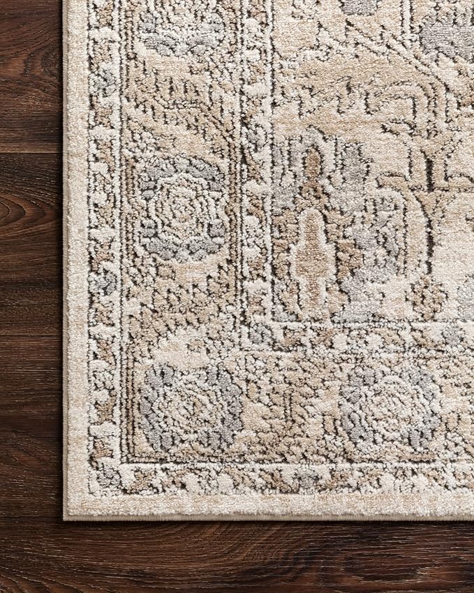 Loloi Teagan Collection TEA-03 Ivory/Sand 2'-8" x 7'-6" Runner Rug, Large, Soft Neutral Rug, High-Traffic for Living Room, Bedroom, Home Office, Dining Area