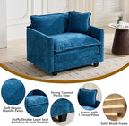 Aoowow Chenille Upholstered Accent Chair Oversized,Fluffy Single Cloud Sofa Chairs with Deep Seat,Modern Large Reading Arm Chair with Throw Pillow for Living Room,Bedroom (Blue, Single Sofa Chair)