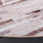 SAFAVIEH Washable Rug Faux Hide Collection - 4' Round, Beige & Brown, Slip Resistant, Western Rustic Decor, Printed Pattern, Ideal for Living Room, Bedroom, Home Office, Dining Space (FAH526A)