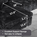 108-inch Boneless Couch for Living Room，Comfy Boneless Sofa with Deep Seats & Chaise Lounge, 3-Seat Modular Sofa Memory Foam Sectional Couches - No Assembly Required(Dark Black)