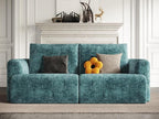 EASE MOOSE Boneless Couch for Living Room, Sectional Cloud Sofa, Modular Cloud Couch Loveseat, 2-Seater Deep Seat Sofas with Pillow for Bedroom, Apartment, No Assembly Required, Chenille (Blue)
