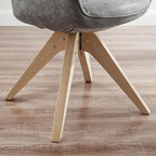 Zouron Mid Century Modern Accent Chair with Oak Wood Legs, Upholstered Swivel Chair No Wheels, Side Accent Armchair Vanity Chair for Small Space Home Office Living Room Bedroom, Gray