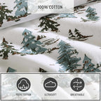 Eddie Bauer - Flannel Sheets Full Size, Anti-Pilling & Wrinkle Resistant Cotton, Touchably Soft for All-Season Comfort - Bed Sheets with Matching Pillowcases & Fitted Sheet (Snowy Pine Trees Green)