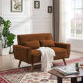 48" Small Loveseat Sofa, Mid Century Modern Love Seat Couch with Back Cushions and Plastic Legs, 2 Seater Couches for Living Room, Bedroom, Small Spaces, Orange
