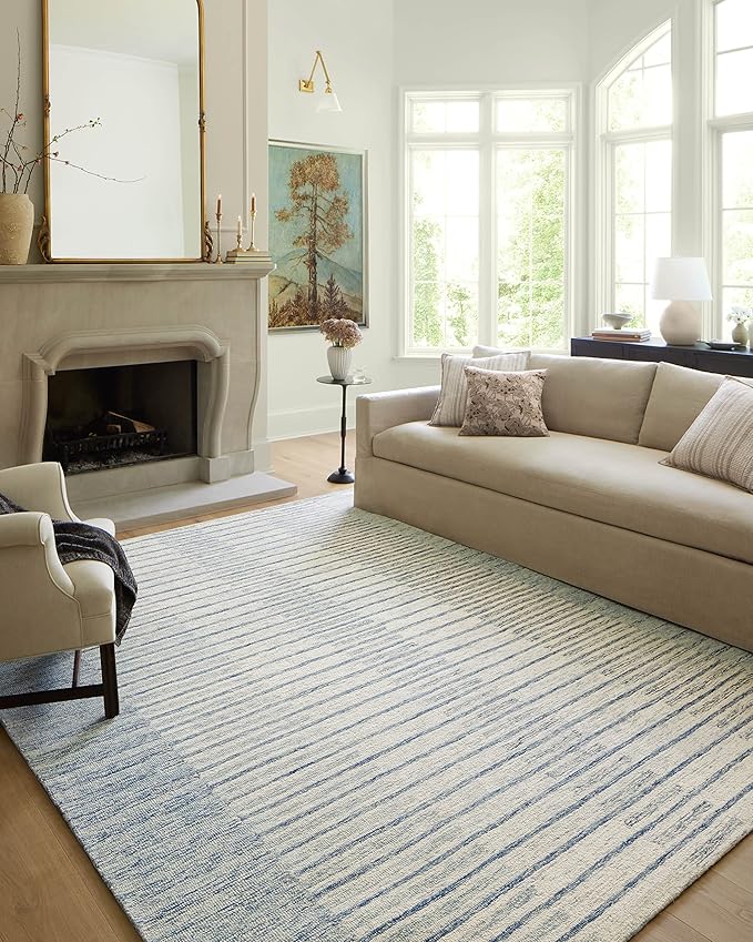 Loloi Chris Loves Julia Chris Collection CHR-01 Ivory/Denim 7'-9'' x 9'-9'', .50" Pile Height, Area Rug