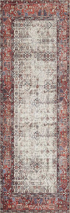 Loloi Layla Collection LAY-12 Ivory/Brick 2'-3" x 3'-9" .13" Thick Accent Rug, Soft, Durable, Vintage Inspired, Distressed, Low Pile, Non-Shedding, Easy Clean, Printed, Living Room Rug
