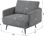 Mid-Century Accent Chair,Modern Oversized Armchair for Living Room,Comfy Upholstered Reading Accent Chairs for Bedroom,Single Sofa Chair (Dark Grey-1PACK)
