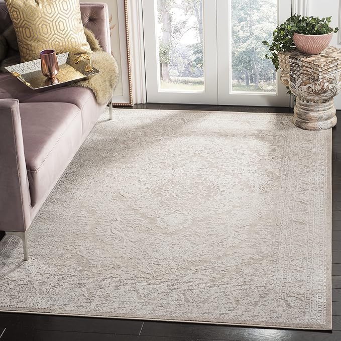 SAFAVIEH Reflection Collection Area Rug - 5'1" x 7'6", Beige & Cream, Boho Tribal Distressed Design, Non-Shedding & Easy Care, Ideal for High Traffic Areas in Living Room, Bedroom (RFT668A)