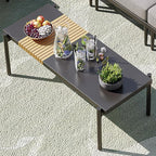 Sundale Outdoor 3 Pieces Patio Furniture Set, Metal Outdoor Sectional Sofa with 6 Inch Olefin Cushion and Coffee Table, All-Weather Modern Outdoor Conversation Sets (Grey Frame)