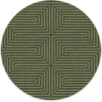 RUGGABLE x Jonathan Adler Machine Washable Area Rug – Labyrinth Fern Green 8 ft Round, Stain-Resistant, Non-Slip – Large Rugs for Living Room, Bedroom, Hallway, Entryway & Office–with Cushioned Pad