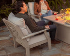 Martha Stewart by POLYWOOD® Chinoiserie Deep Seating Chair in Teak/Dune Burlap