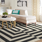 RUGGABLE x Jonathan Adler Machine Washable Modern Area Rug – Op Art Charcoal 9x12, Stain-Resistant, Non-Slip – Large Rugs for Living Room, Bedroom, Hallway, Entryway & Office–with Cushioned Pad