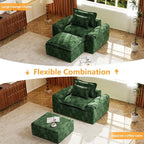 Hobestluk Cloud Single Sofa Memory Foam Couch with Deep Seat L Shaped Sofa with Removable Cover Large Couch for Living Room (Green, Single Sofa)