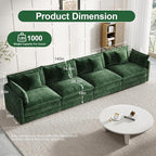 Modular Sectional Sofa, 146.5 Inch I-Shaped Cloud Sofa with Deep Seat Chenille Sofa with Cushions, Four Seater Sectional Sofa for Living Room Apartment,Evergreen