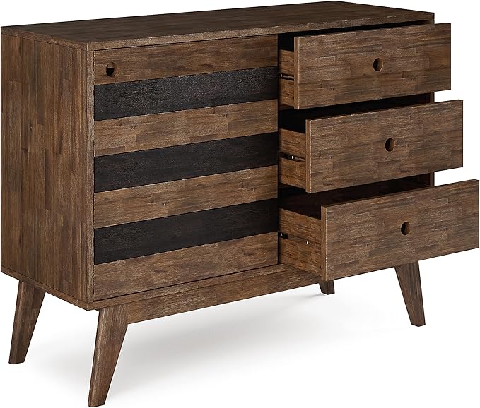 SIMPLIHOME Clarkson SOLID ACACIA WOOD 48 inch Wide Mid Century Medium Storage in Rustic Natural Aged Brown for the Living Room, Entryway and Family Room