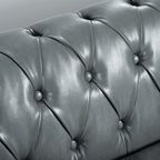 LEVNARY Chesterfield Sofa, Classic Tufted Upholstered Leather Couch, Modern 3 Seater Couch Furniture with Tufted Back for Living Room Office (Gray)