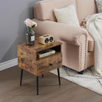 VECELO Modern Nightstands Set of 2,Square End Side Table with Drawer and Storage Space for Bedroom and Living Room