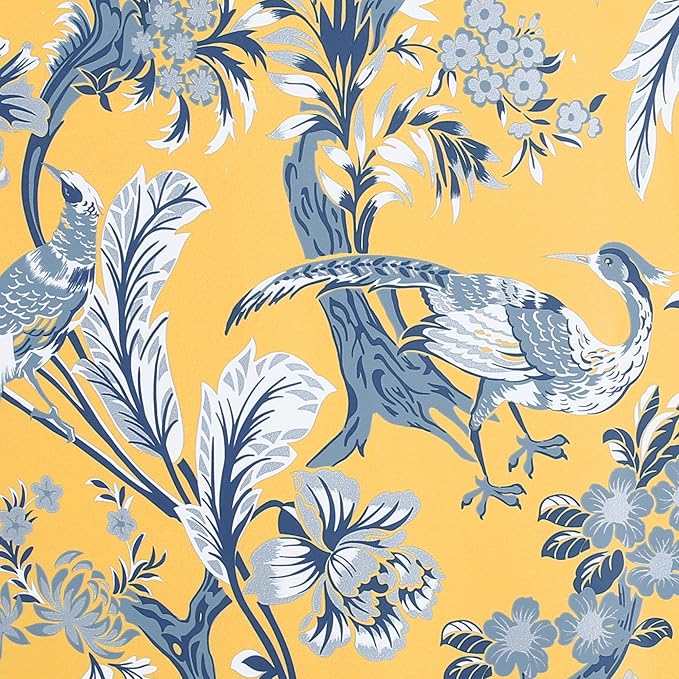 Lush Decor Dolores Light Filtering Window Panels, Pair, 52" W x 63" L, Yellow - Floral Curtains for Bedroom - Vintage Curtains - Coquette Room Decor