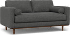 SIMPLIHOME Morrison Mid-Century Modern 72 inch Wide Sofa with Ottoman Set in Charcoal Grey Tightly Woven Performance Fabric for the Living Room and Family Room