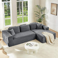 108" Boneless Couch, Cloud Couch Modular Sectional Sofa with Deeper Seat, L-Shaped Sofa with 4 Storage Pockets, Comfy Corduroy Couches for Living Room (Right Facing Chaise, Grey)