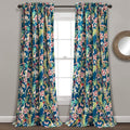 Lush Decor Dolores Light Filtering Window Panels, Pair, 52" W x 95" L, Navy & Multi - Floral Curtains for Bedroom - Vintage Curtains - Coquette Room Decor