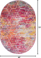 Unique Loom Trellis Frieze Collection Area Rug - Geometric (4' x 6' Oval, Multi/ Ivory)