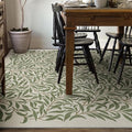 RUGGABLE x Morris & Co Washable Area Rug– Pure Willow Boughs Green 8x10, Stain-Resistant, Non-Slip – Large Machine Washable Rugs for Living Room, Bedroom, Hallway, Entryway & Office–with Standard Pad